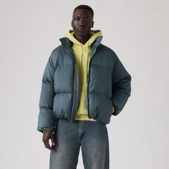 Aurue Down Fill Short Puffer Jacket — Dark Slate - Blue 3