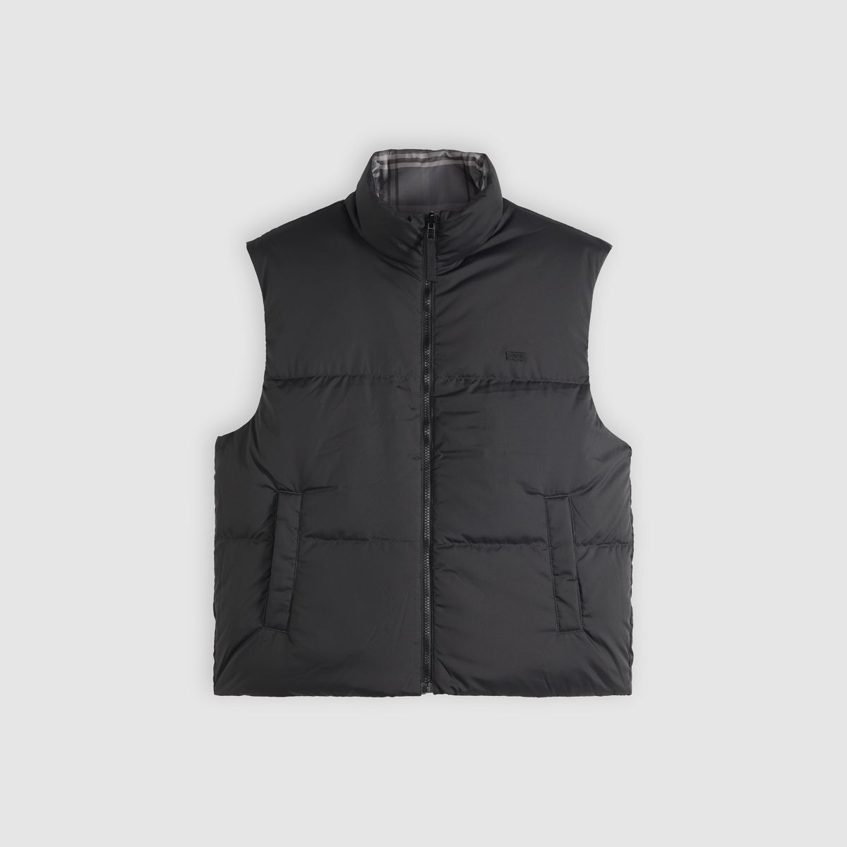 Rockwell Reversible Vest — Dutton Plaid Grey Pinstripe Rip Stop - Grey