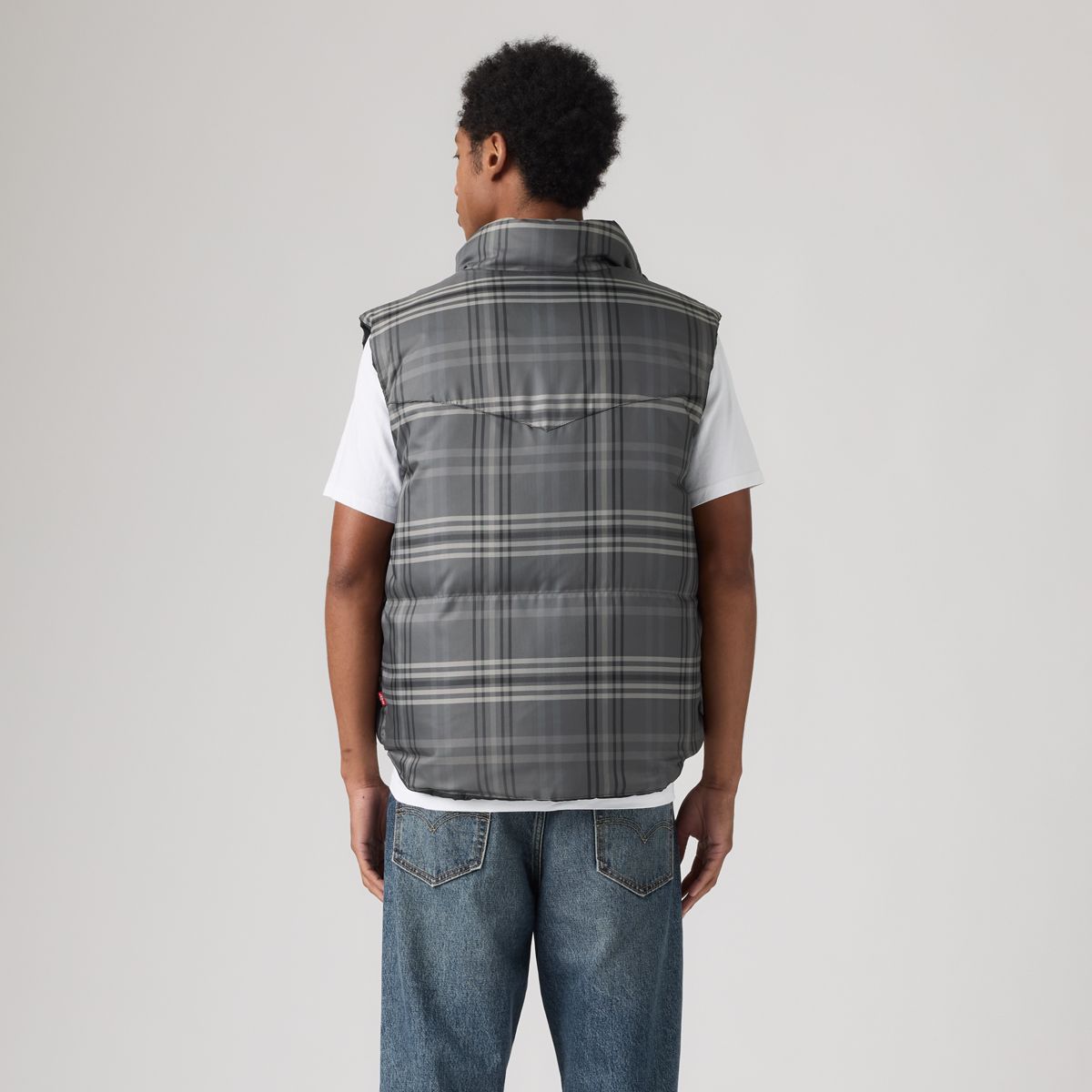 Rockwell Reversible Vest — Dutton Plaid Grey Pinstripe Rip Stop - Grey