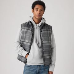 Rockwell Reversible Vest — Dutton Plaid Grey Pinstripe Rip Stop - Grey 1