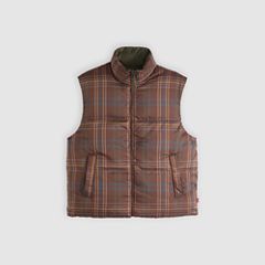 Rockwell Reversible Down Fill Puffer Vest — Dutton Plaid Sparrow - Multi-Color 5