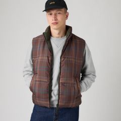 Rockwell Reversible Down Fill Puffer Vest — Dutton Plaid Sparrow - Multi-Color 1