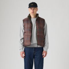 Rockwell Reversible Down Fill Puffer Vest — Dutton Plaid Sparrow - Multi-Color 3