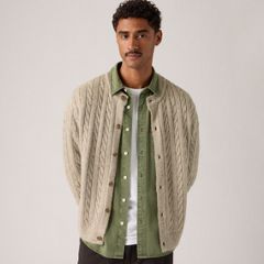 Fulton Crew Cardigan — Brindle Heather - White 1