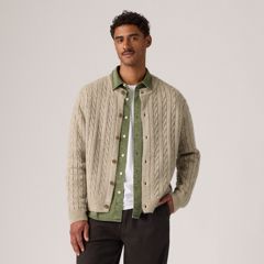 Fulton Crew Cardigan — Brindle Heather - White 3