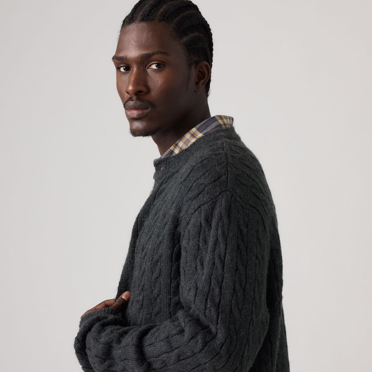 Fulton Crew Cardigan — Dark Gray Heather - Gray
