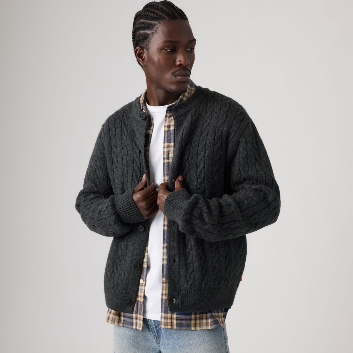Fulton Crew Cardigan — Dark Gray Heather - Gray