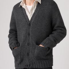 Mammoth Cardigan — Obscidian Heather - Black 2