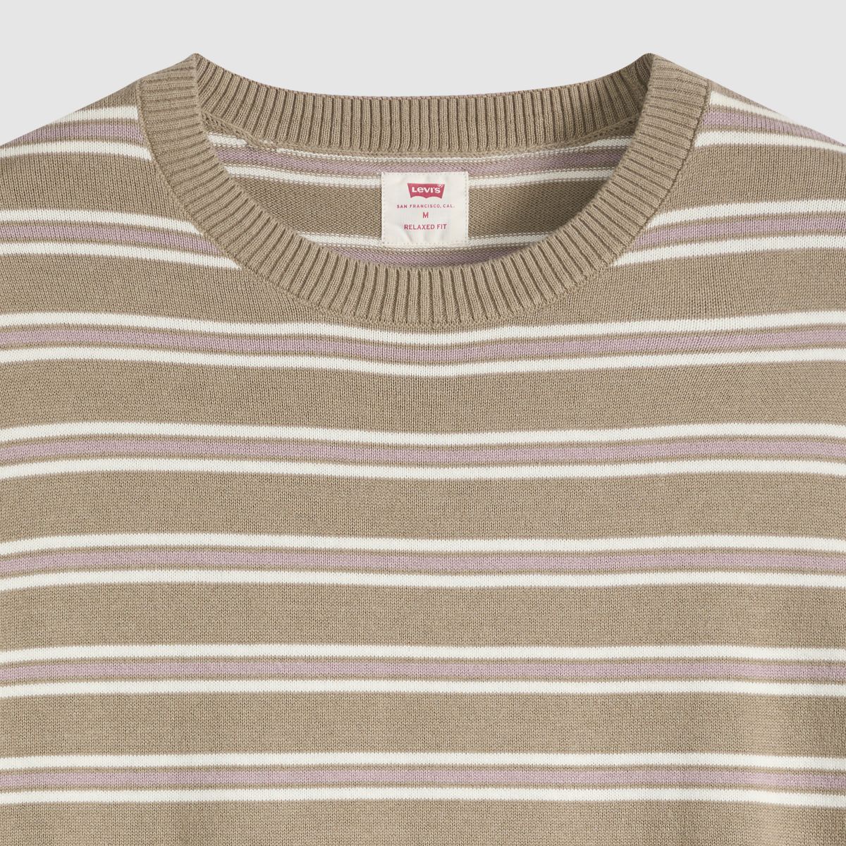 Short-Sleeve Sweater — Lucas Stripe Egret - White