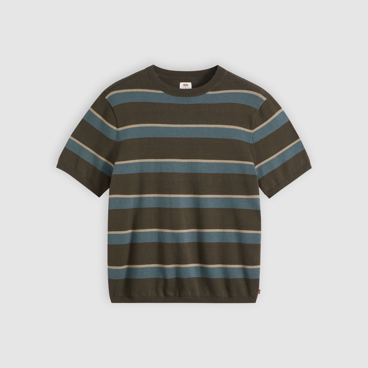Short-Sleeve Sweater — Terrace Stripe Coffee - Brown