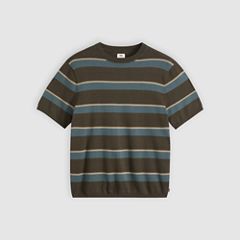 Short-Sleeve Sweater — Terrace Stripe Coffee - Brown 5