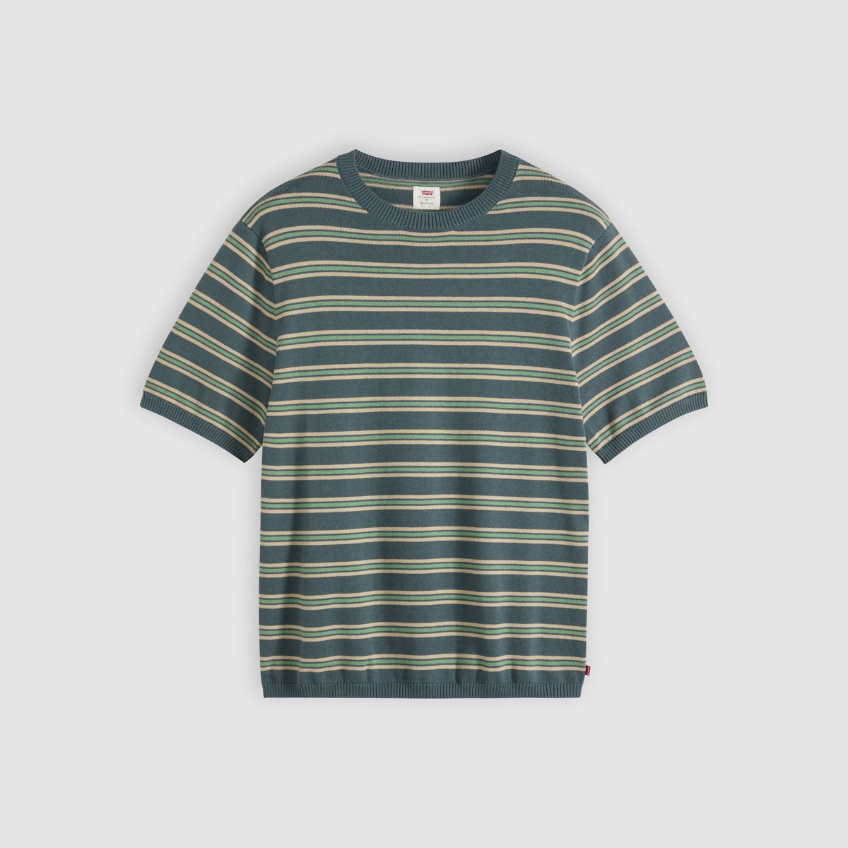 Short-Sleeve Sweater — Lucas Stripe Dark Slate - Blue