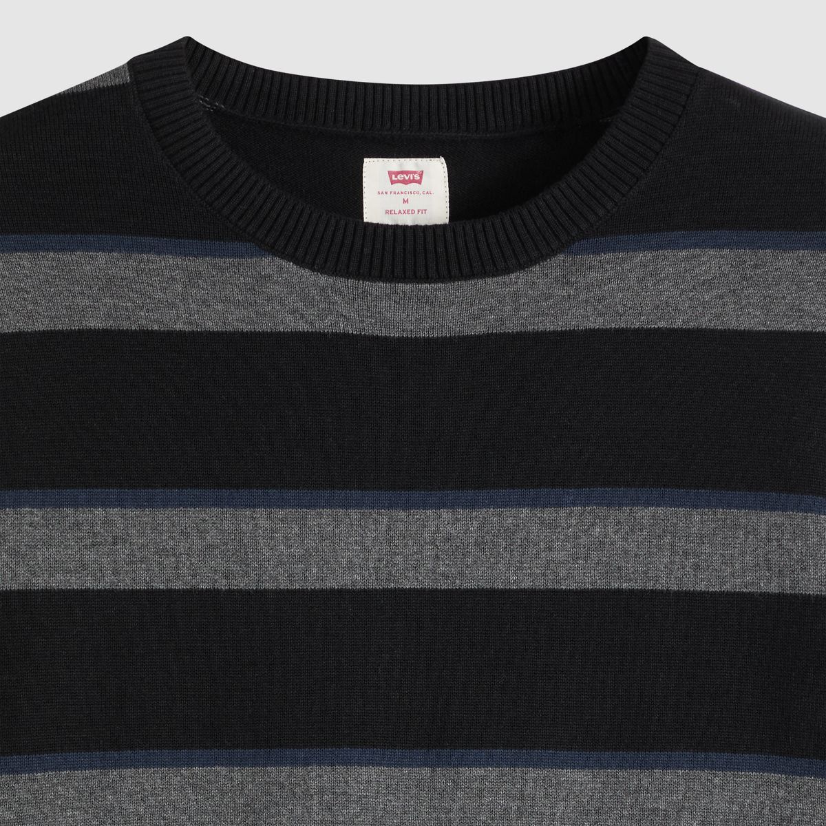 Short-Sleeve Sweater — Terrace Stripe Charcoal Heather - Grey