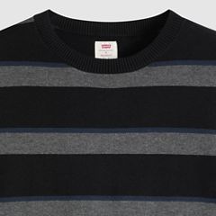 Short-Sleeve Sweater — Terrace Stripe Charcoal Heather - Grey 6