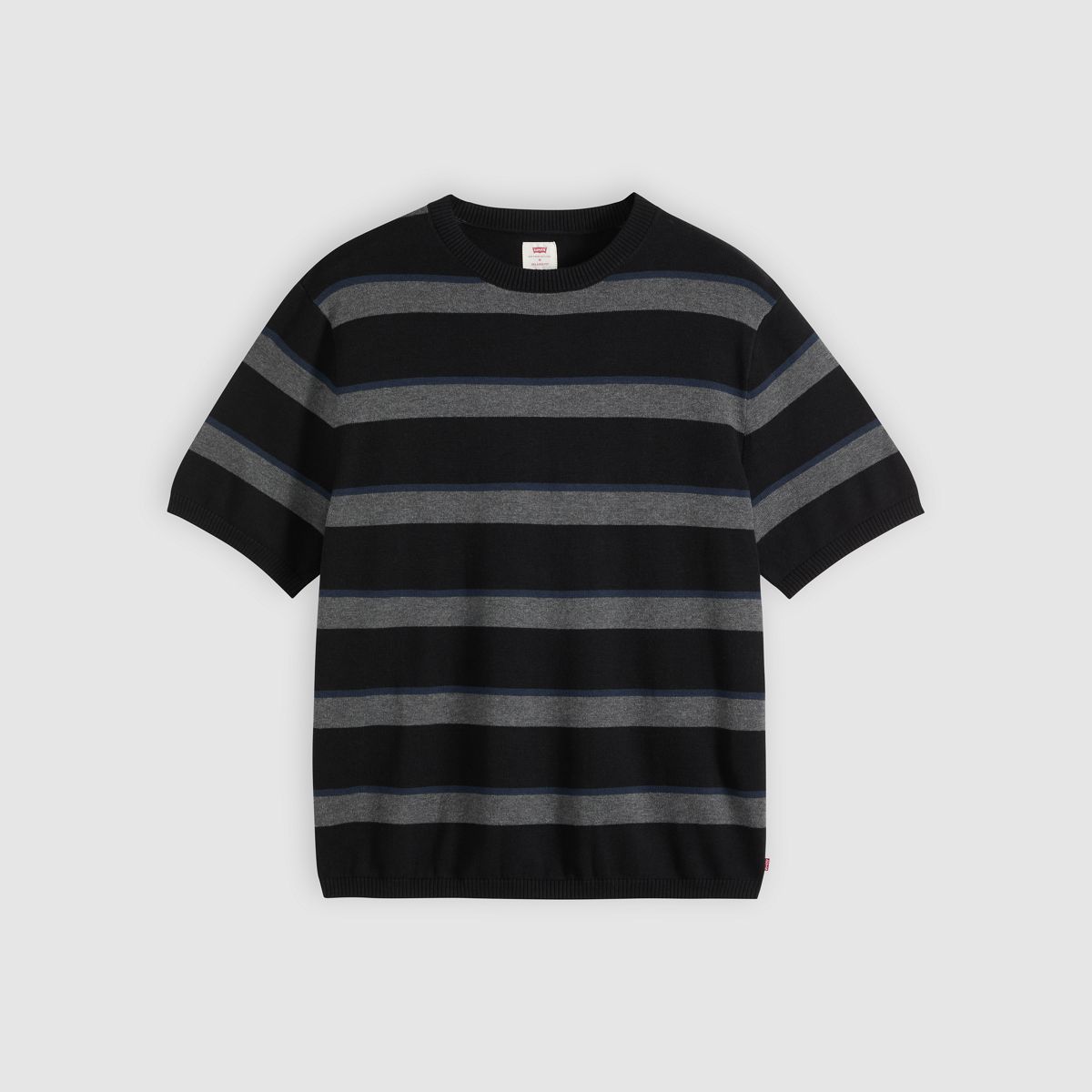 Short-Sleeve Sweater — Terrace Stripe Charcoal Heather - Grey