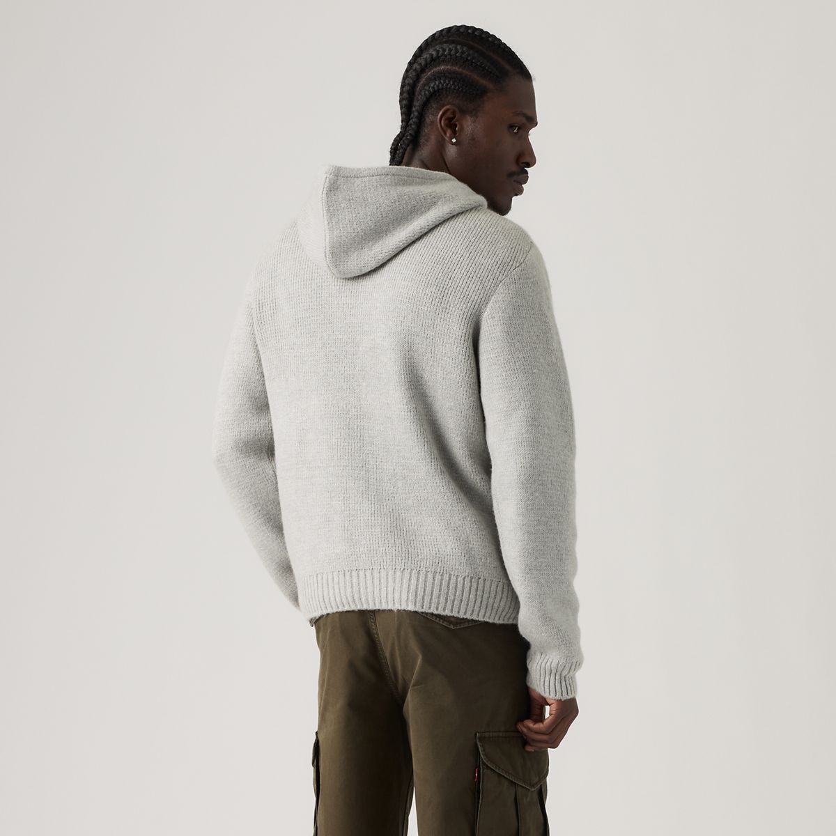 Portola Sweater Hoodie — Mid Tone Grey Heathe - White