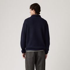 Boulder Quarter-Zip Collared Sweater — Navy Heather - Blue 4