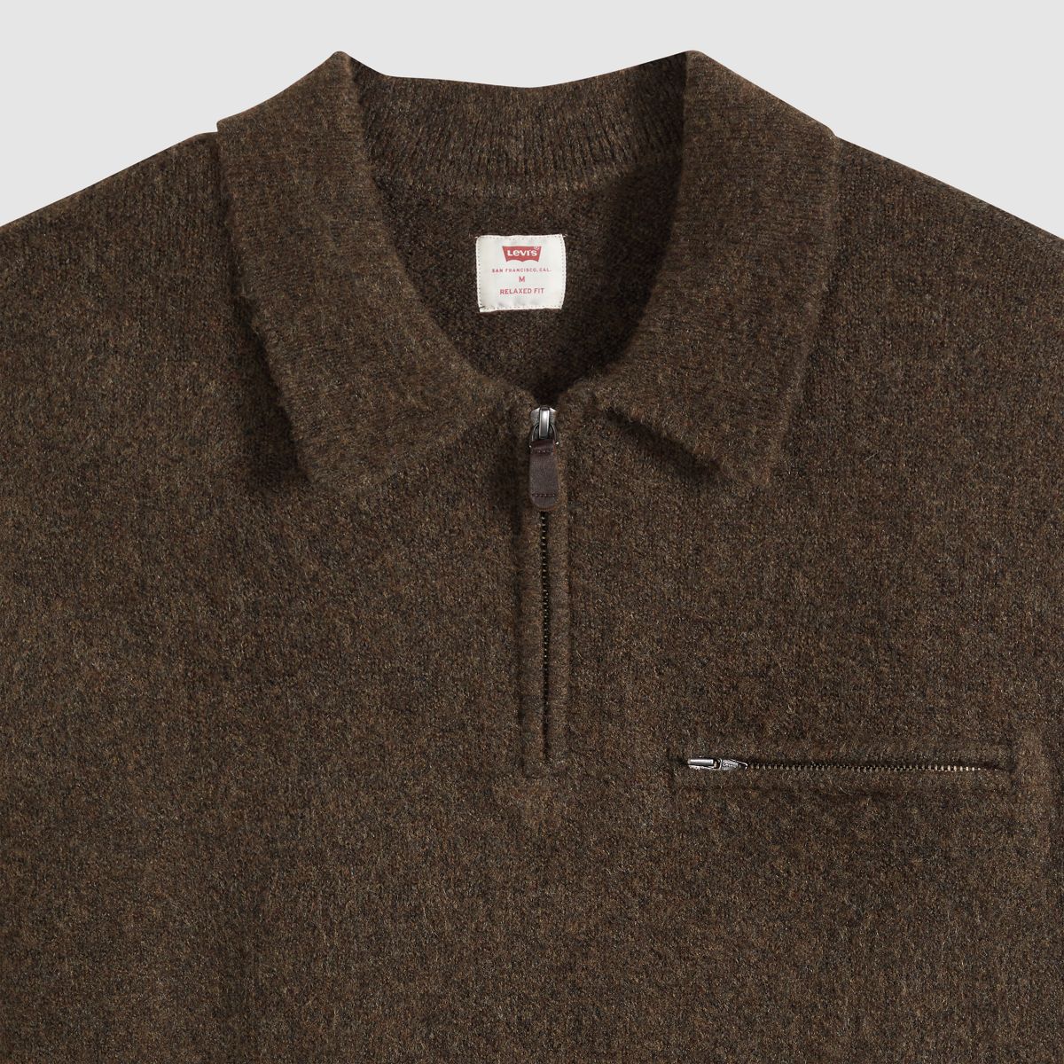 Boulder Quarter-Zip Collared Sweater — Hot Fudge Heather - Brown