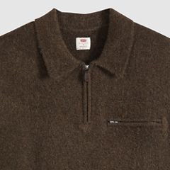 Boulder Quarter-Zip Collared Sweater — Hot Fudge Heather - Brown 6