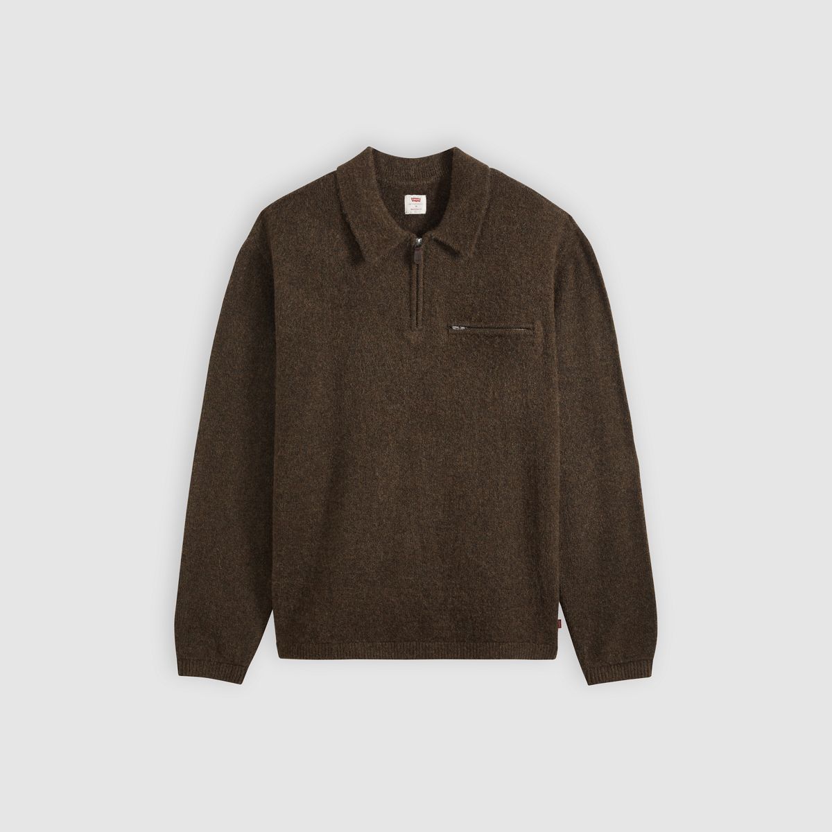 Boulder Quarter-Zip Collared Sweater — Hot Fudge Heather - Brown