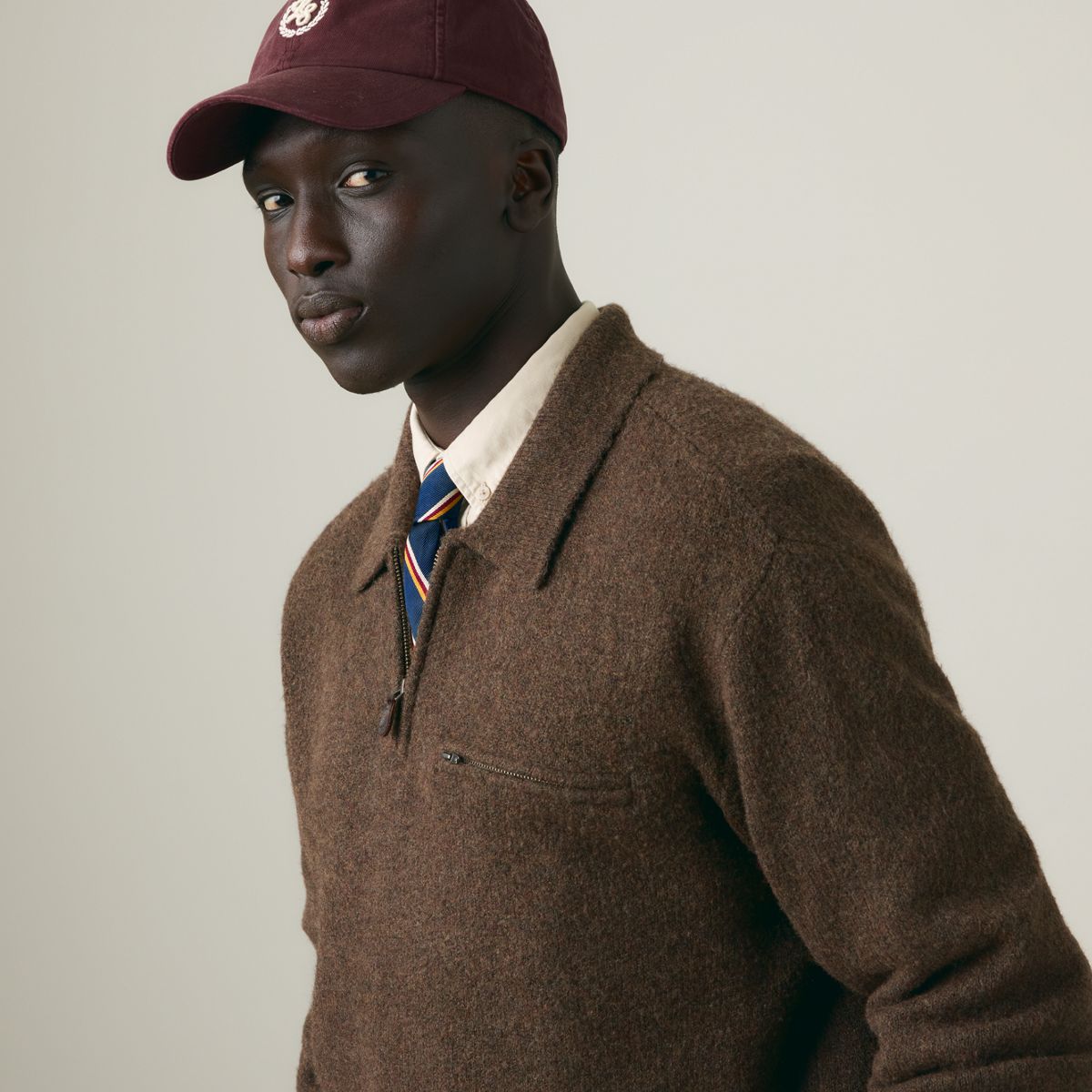 Boulder Quarter-Zip Collared Sweater — Hot Fudge Heather - Brown