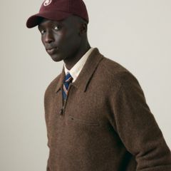 Boulder Quarter-Zip Collared Sweater — Hot Fudge Heather - Brown 1