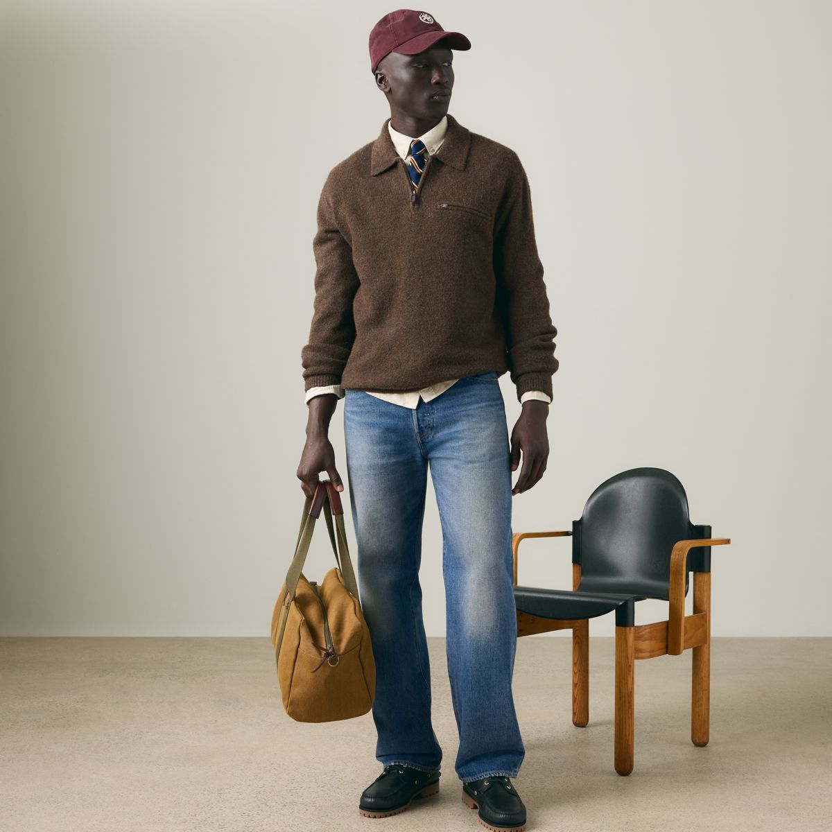 Boulder Quarter-Zip Collared Sweater — Hot Fudge Heather - Brown