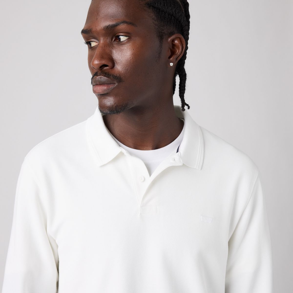 100% Cotton Levi's Original Long-Sleeve Polo — Bright White - White