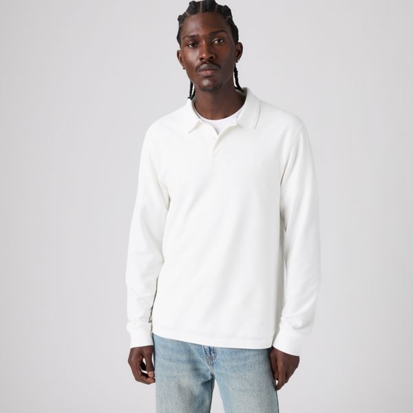 100% Cotton Levi's Original Long-Sleeve Polo — Bright White - White