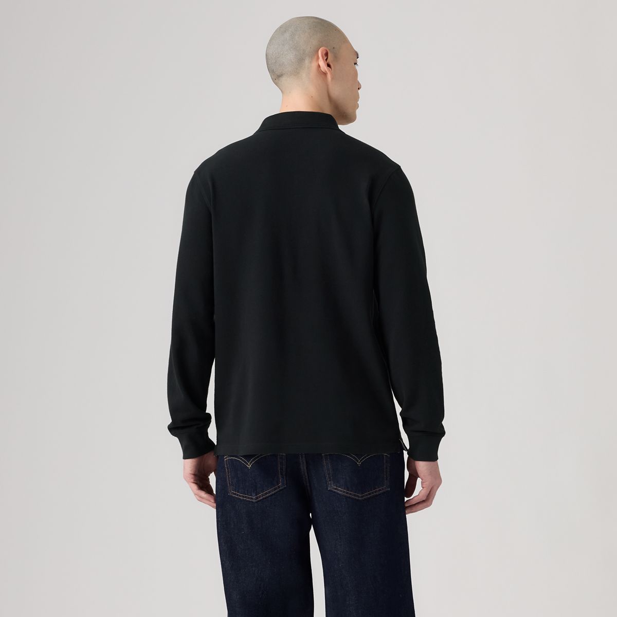 100% Cotton Levi's Original Long-Sleeve Polo — Mineral Black - Black