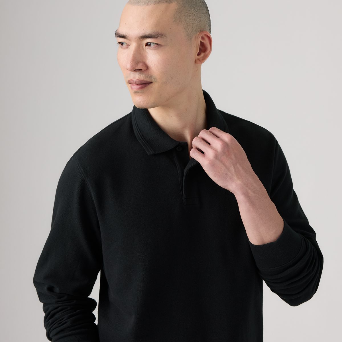 100% Cotton Levi's Original Long-Sleeve Polo — Mineral Black - Black