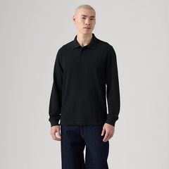 100% Cotton Levi's Original Long-Sleeve Polo — Mineral Black - Black 3