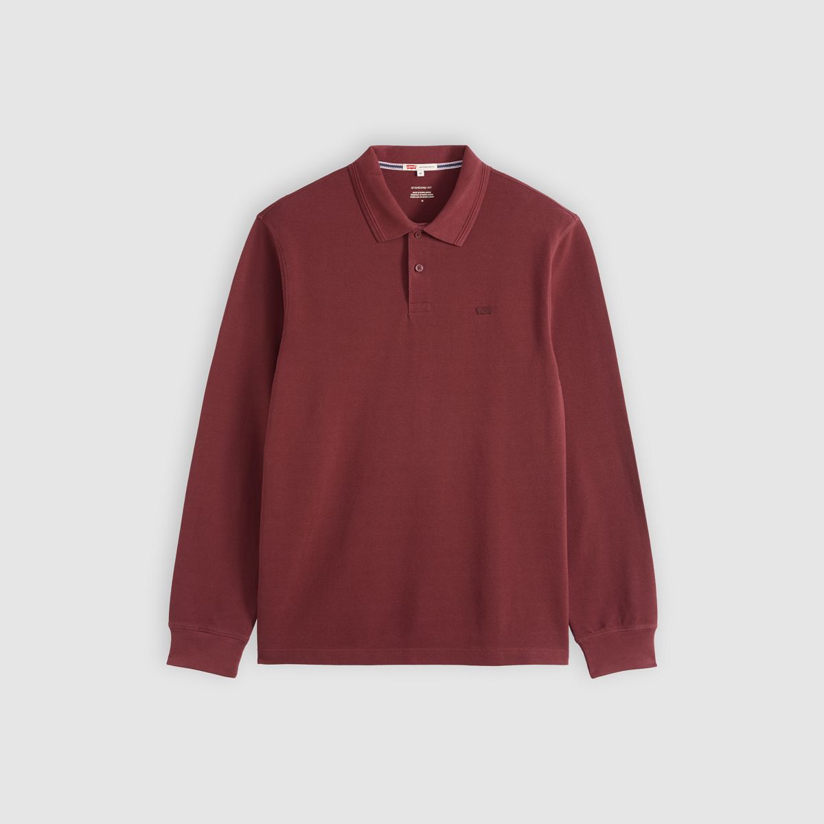 100% Cotton Levi's Original Long-Sleeve Polo — Tawny Port - Purple