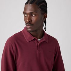 100% Cotton Levi's Original Long-Sleeve Polo — Tawny Port - Purple 2