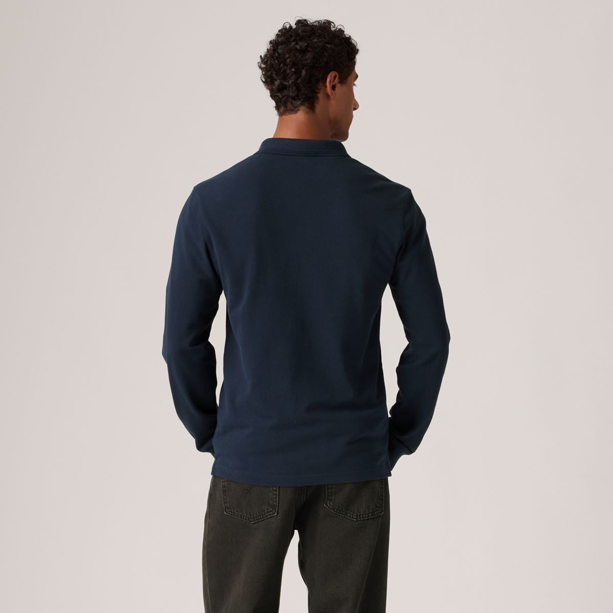 100% Cotton Levi's Original Long-Sleeve Polo — Navy Blazer - Blue