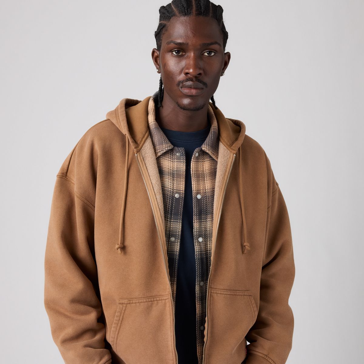 Open Hem Hoodie — Weathered Finish Foxtrot - Brown