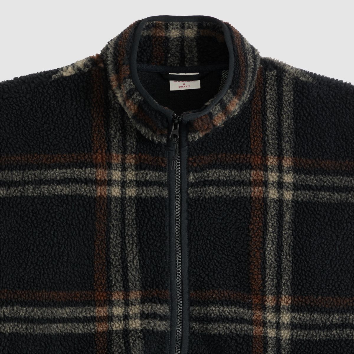 Nolan Sherpa Full-Zip Sweater — Vilja Windowpane Fudge - Brown