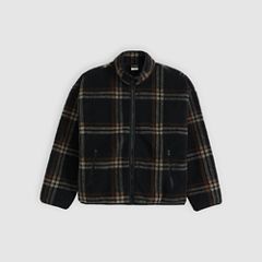 Nolan Sherpa Full-Zip Sweater — Vilja Windowpane Fudge - Brown 5