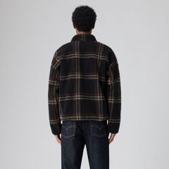 Nolan Sherpa Full-Zip Sweater — Vilja Windowpane Fudge - Brown 4