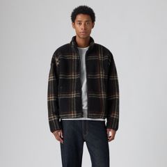 Nolan Sherpa Full-Zip Sweater — Vilja Windowpane Fudge - Brown 3