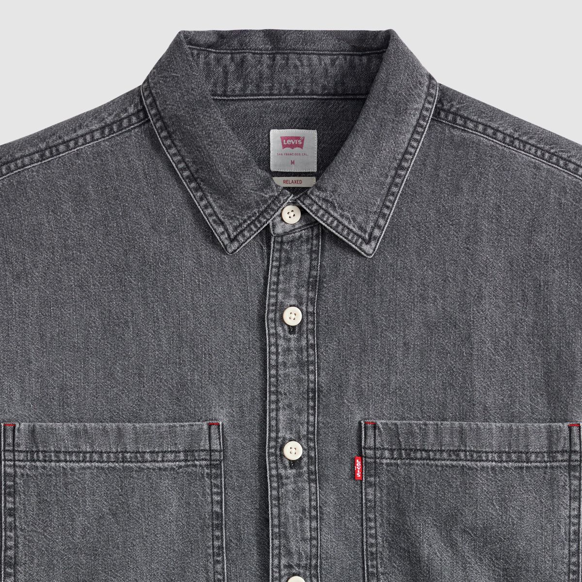 Mariposa Relaxed Denim Worker Shirt — Shirley Washed Black - Black