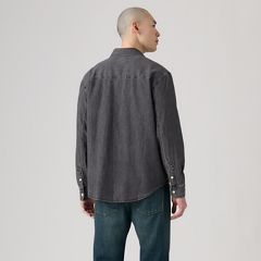 Mariposa Relaxed Denim Worker Shirt — Shirley Washed Black - Black 4
