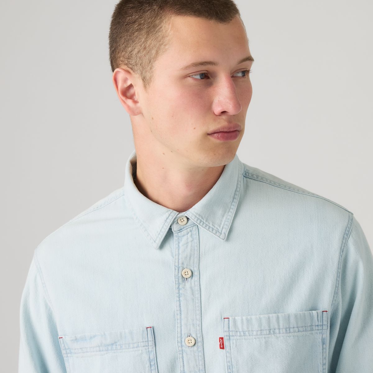 Mariposa Relaxed Denim Worker Shirt — Luisa Light Wash - Light Wash