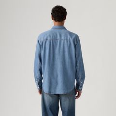 Mariposa Relaxed Denim Worker Shirt — Ani Mid Wash - Medium Wash 4