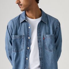 Mariposa Relaxed Denim Worker Shirt — Ani Mid Wash - Medium Wash 2