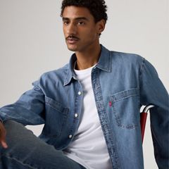 Mariposa Relaxed Denim Worker Shirt — Ani Mid Wash - Medium Wash 1