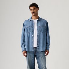 Mariposa Relaxed Denim Worker Shirt — Ani Mid Wash - Medium Wash 3
