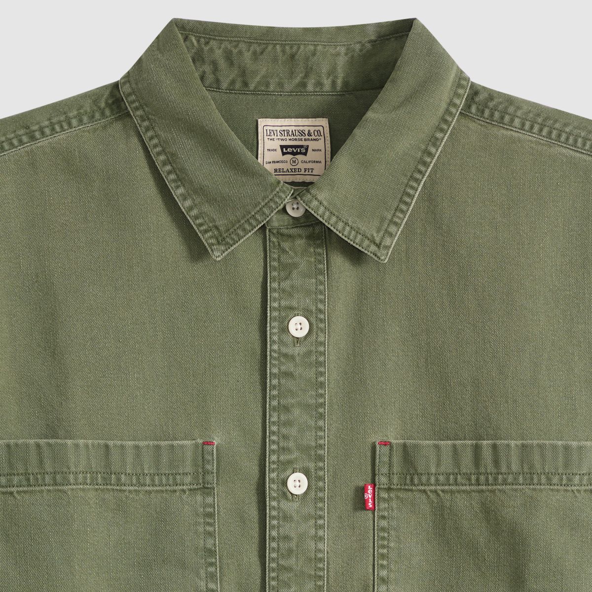 Mariposa Relaxed Denim Worker Shirt — Nabali Olive Wash - Green