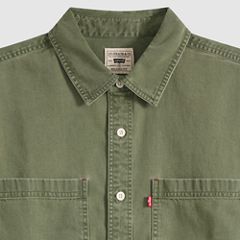 Mariposa Relaxed Denim Worker Shirt — Nabali Olive Wash - Green 6