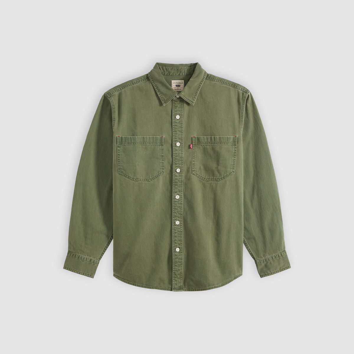 Mariposa Relaxed Denim Worker Shirt — Nabali Olive Wash - Green